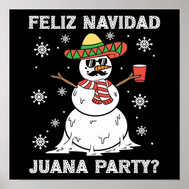 Affiche Noël Feliz Navidad Juana Cool de la fête mexicaine (Devant)