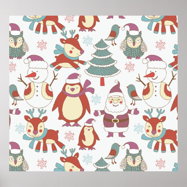 Affiche Noël festif : Arrière - plan Vintage (Devant)