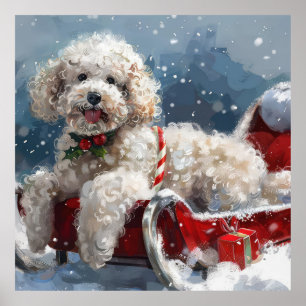 Affiche Noël Festif au Chien Caniche