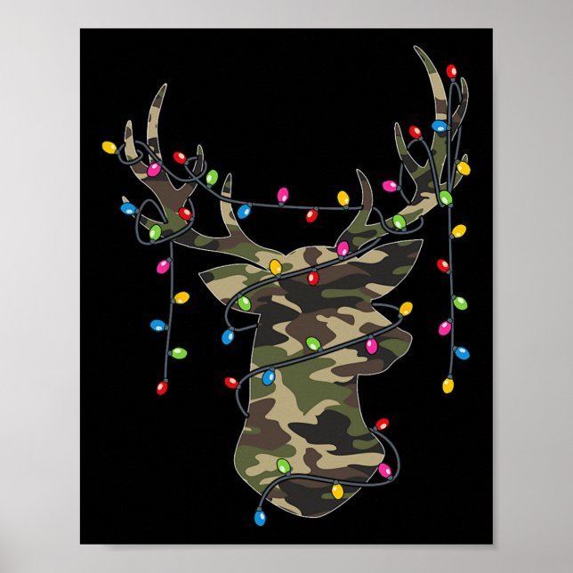Affiche Noël Fêtes Camo Chasse Rennes de rennes Noël (Devant)