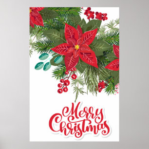 Affiche Noël Floral Poinsettia