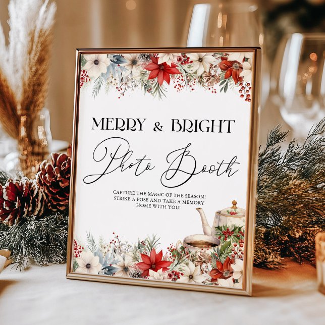 Affiche Noël Floral Tea Party Photo Booth (Créateur téléchargé)