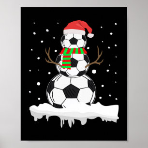 Affiche Noël Funny Soccer Ball Snowman Xmas Sport