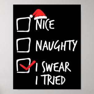 Affiche Noël Gentil Vilain Je Jure J'ai Essayé Xmas Assort
