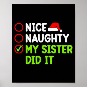 Affiche Noël Gentil Vilain Soeur L'a Fait Xmas Famille B