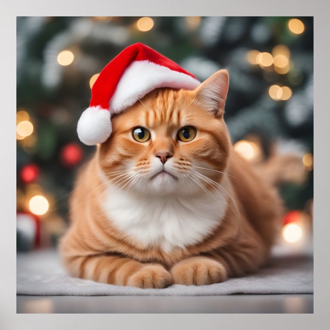 Affiche Noël Ginger British Shorthair (Devant)