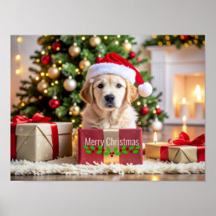 Affiche Noël Golden Retriever