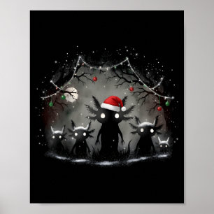 Affiche Noël gothique effrayant Axolotl Esthétique Horreur