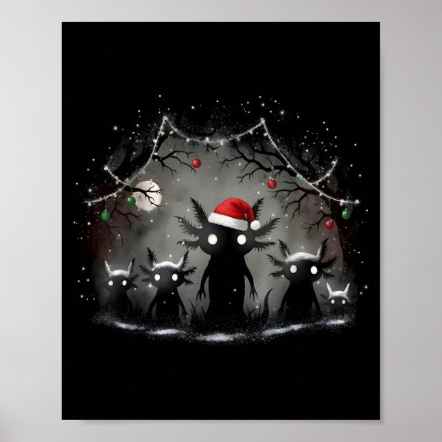 Affiche Noël gothique effrayant Axolotl Esthétique Horreur (Devant)