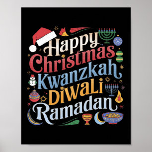 Affiche Noël Hanoukka Kwanzaa Diwali Ramadan