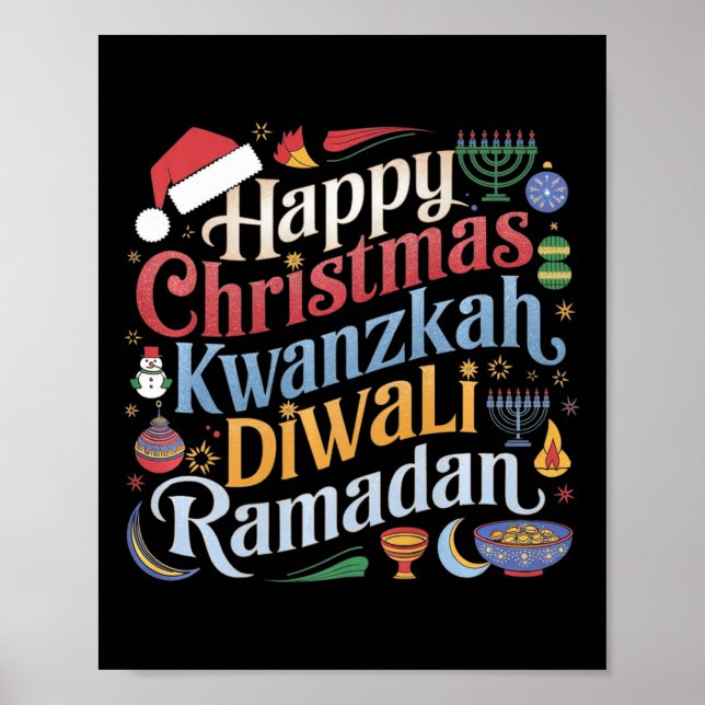 Affiche Noël Hanoukka Kwanzaa Diwali Ramadan (Devant)