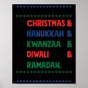 Affiche Noël Hanoukka Kwanzaa Diwali Ramadan Funny Ug