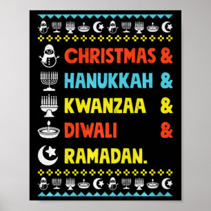 Affiche Noël Hanoukka Kwanzaa Diwali Ramadan Funny Ug