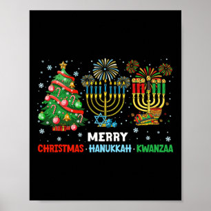 Affiche Noël Hanoukka Kwanzaa Joyeux Joyeux Vacances Corre