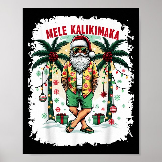 Affiche Noël Hawaïen En Juillet Mele Kalikimaka Hawaii (Devant)