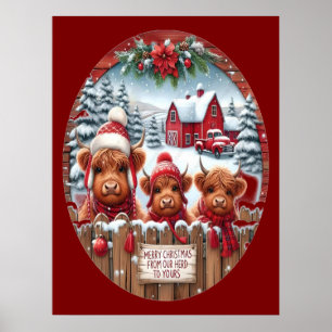 Affiche Noël Highland Cow Bubblegum 2025