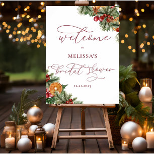 Affiche Noël hiver Floral Joyeux Petite Fête des mariées