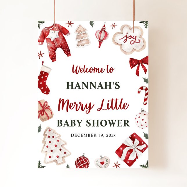 Affiche Noël hiver Joyeux petit Baby shower Bienvenue (Créateur téléchargé)