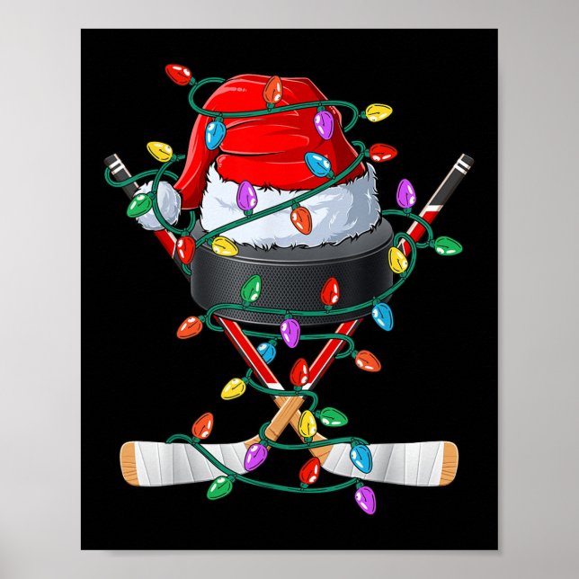 Affiche Noël Hockey Noël Père Noël Sports Casquette Ball K (Devant)