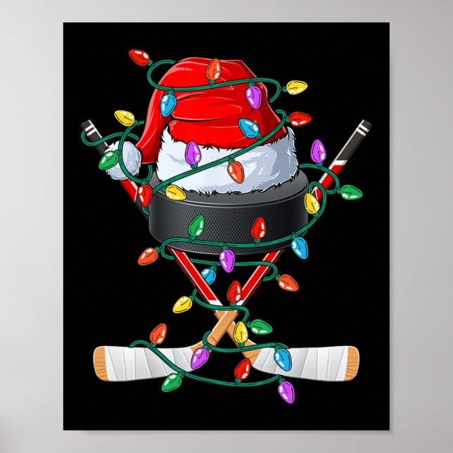 Affiche Noël Hockey Noël Père Noël Sports Casquette Ball K (Devant)
