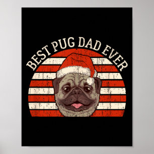 Affiche Noël Hommes Rétro Vintage Chien Pug Papa Toujours