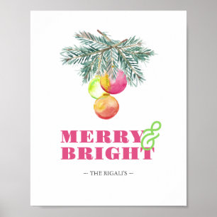 Affiche Noël Imprimé rose vif