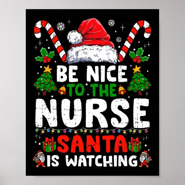 Affiche Noël infirmière soyez gentil avec l'infirmière le  (Devant)