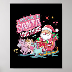 Affiche Noël Je Crois En Santa Et Licornes Drôle Xm