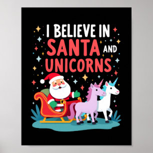 Affiche Noël Je Crois En Santa Et Licornes Drôle Xm