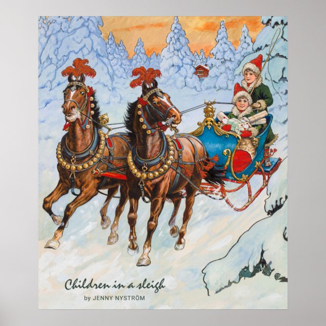 Affiche Noël Jenny Nyström Dashing à travers la neige (Devant)