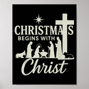 Affiche Noël Jésus Commence Avec Le Christ Pjs Pyjama Tout