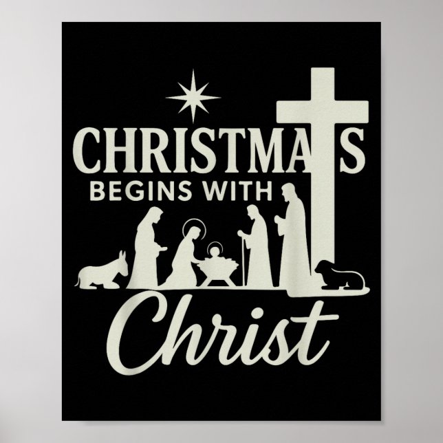 Affiche Noël Jésus Commence Avec Le Christ Pjs Pyjama Tout (Devant)