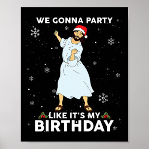 Affiche Noël Jésus Danser Nous allons faire la fête Comme 