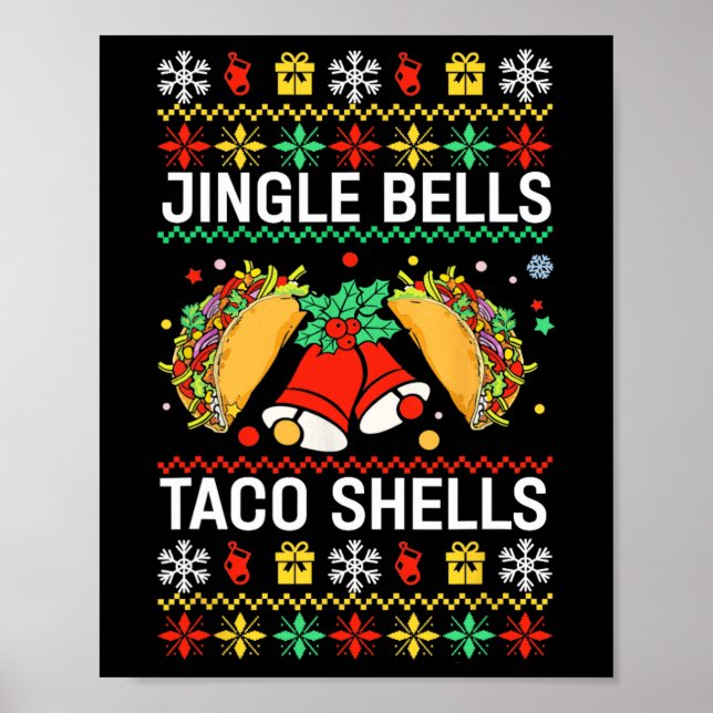 Affiche Noël Jingle Bells Taco Shells Drôle Famille Ug (Devant)