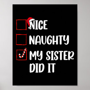Affiche Noël Jolie Soeur Fille L'A Fait Noël Famille B