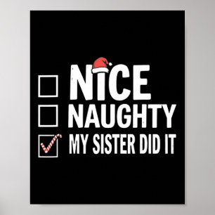Affiche Noël Jolie Soeur Fille L'A Fait Noël Famille B