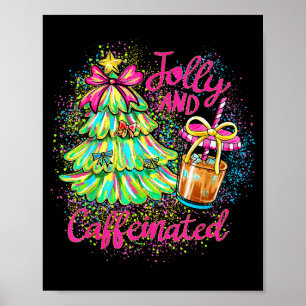 Affiche Noël Jolly Et Arbre De Caféine Ruban Coquette