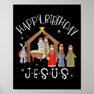 Affiche Noël Joyeux Anniversaire Jésus Christmas Nativité
