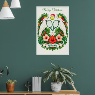 Affiche Noël joyeux club de tennis personnalisé Floride