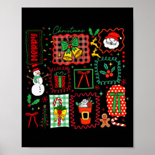 Affiche Noël joyeux préppy vintage Santa Coquette Bow