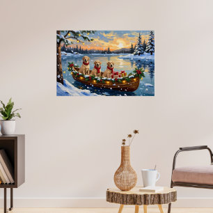 Affiche Noël Labrador Retriever Bateau Fêtes