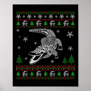 Affiche Noël laid pour les amateurs d'alligator amusant la