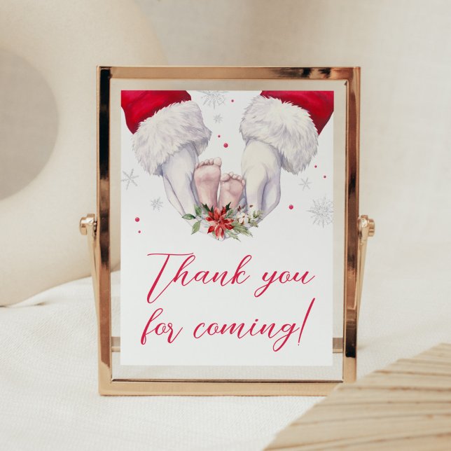 Affiche Noël le plus grand Merci cadeau pour venir (Santa Christmas Greatest Gift Baby Shower Thank you for Coming Sign)