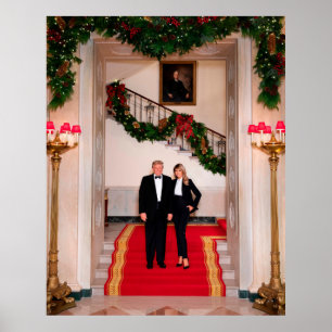 Affiche Noël : le président Donald Trump et Melania franch