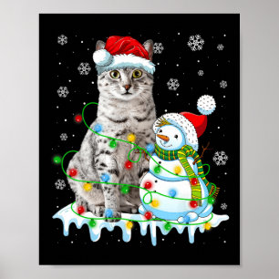 Affiche Noël Light Snowman égyptien Mau Cat Pet Lover