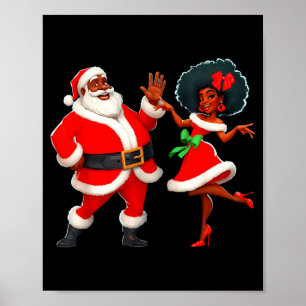 Affiche Noël M. le Père Noël Mme Claus Danse Afro-Américai