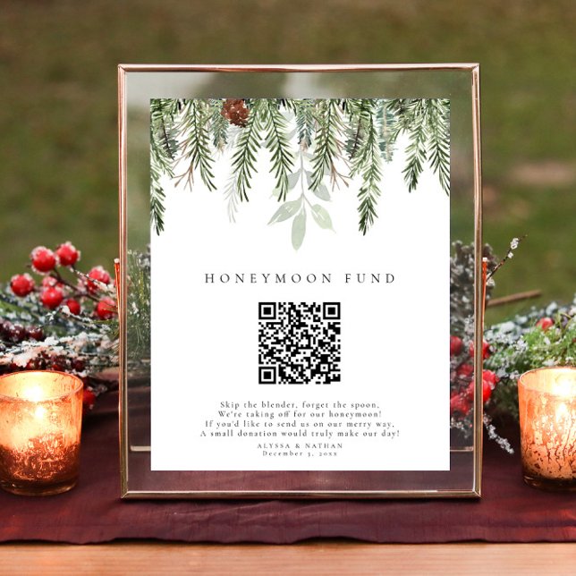 Affiche Noël Mariage Lune de miel amusant Code QR Signal (Créateur téléchargé)