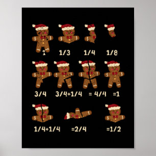 Affiche Noël Math Fracture de l'enseignant Gingerbread Coo