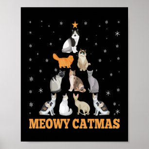 Affiche Noël Meowy Catmas Cadeau Amoureux des chats de vac