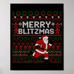 Affiche Noël Merry Blitzmas Père Noël Football Sweat Ugly